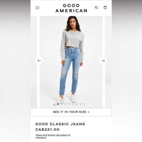 Good American Classic Jeans, riped on knees, skinnyish finish, blue, size 8/29 - Picture 1 of 5